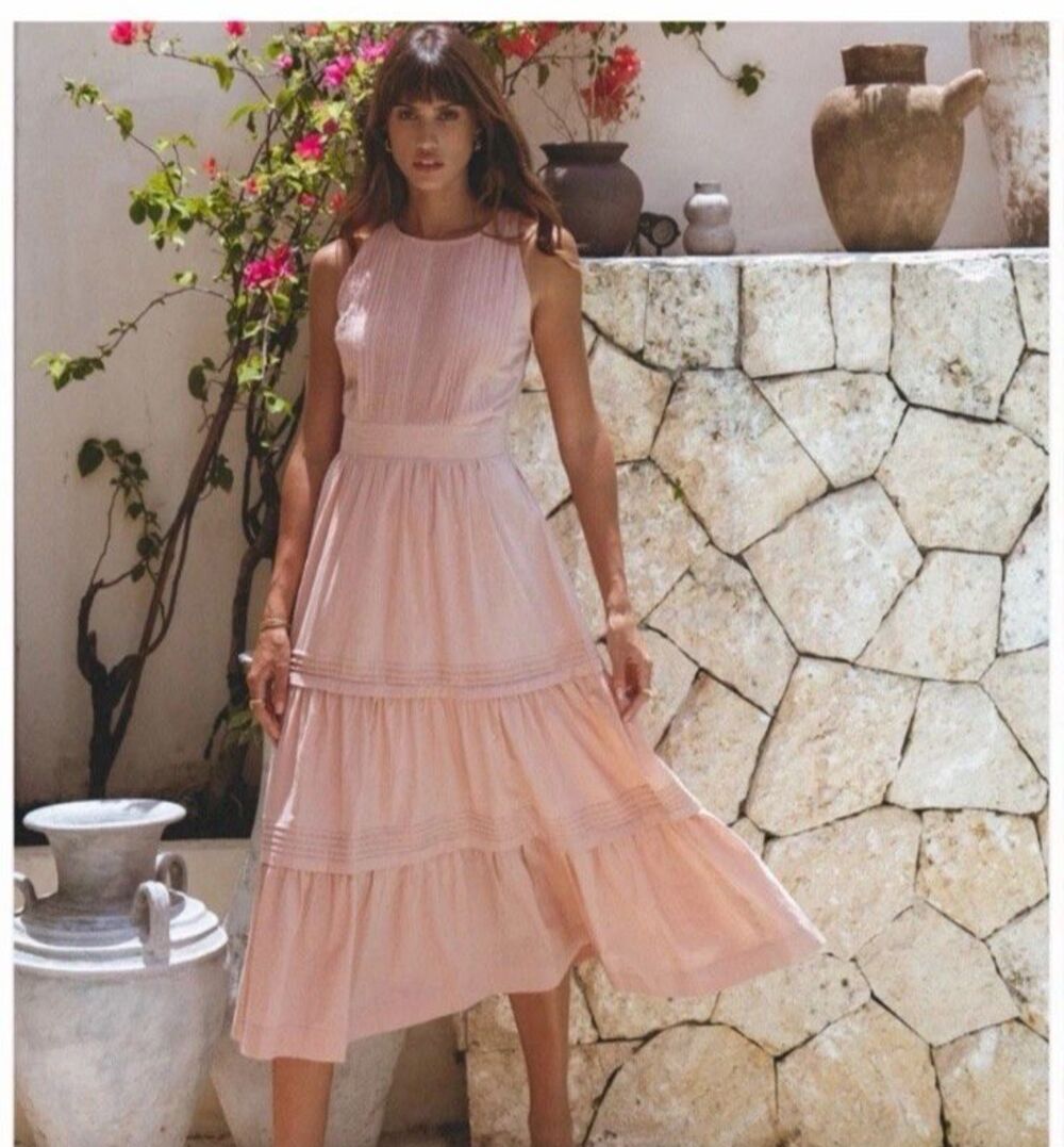 Pampelone XS Perle Midi Cotton Dress Blush NWT Cottage Kentucky Derby Graduation